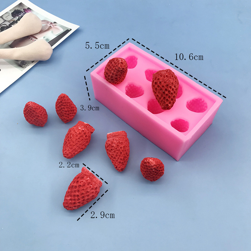 12-piece strawberry silicone mold ice cream chocolate resin hand-drip glue strawberry scented candle silicone mold pic 5