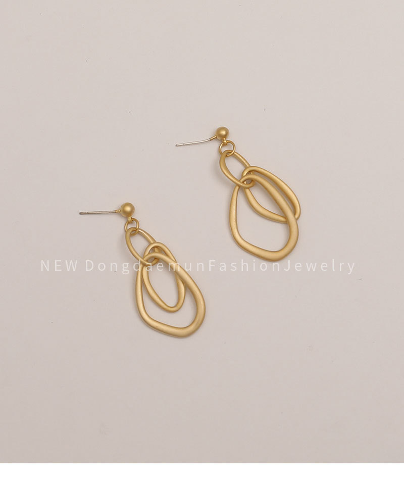 Hyacinth925 silver needle stud earrings for women, Korean minimalist and cold style earrings, matte high-end earrings, trendy and unique, internet-famous double-layer geometric ear ring earrings pic 2