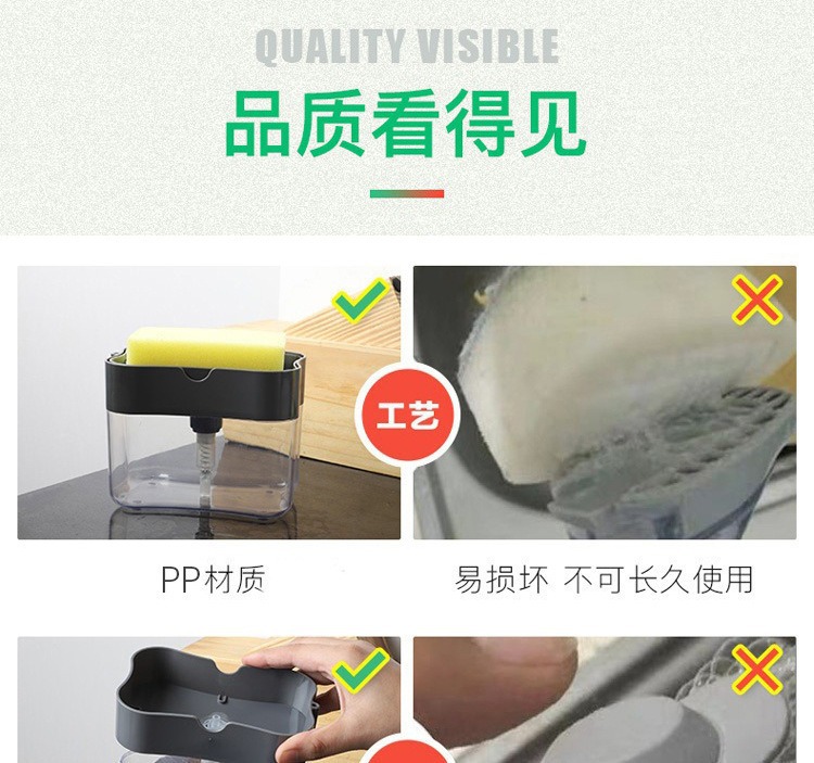 Dishwashing liquid press, cleaning pot brush, kitchen-style automatic liquid filling box, scouring pad, dishwashing and pot scrubbing wonder, soap liquid box pic 13