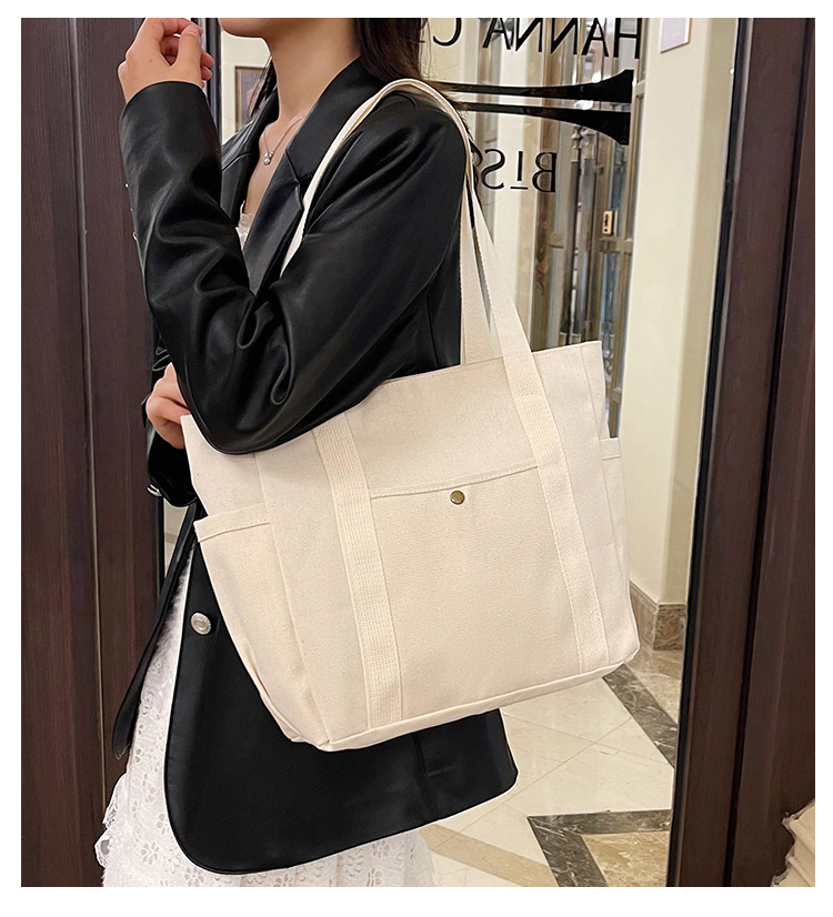 大容量托特帆布包上班外出高颜值通勤百搭文艺学生装书单肩布袋包详情1