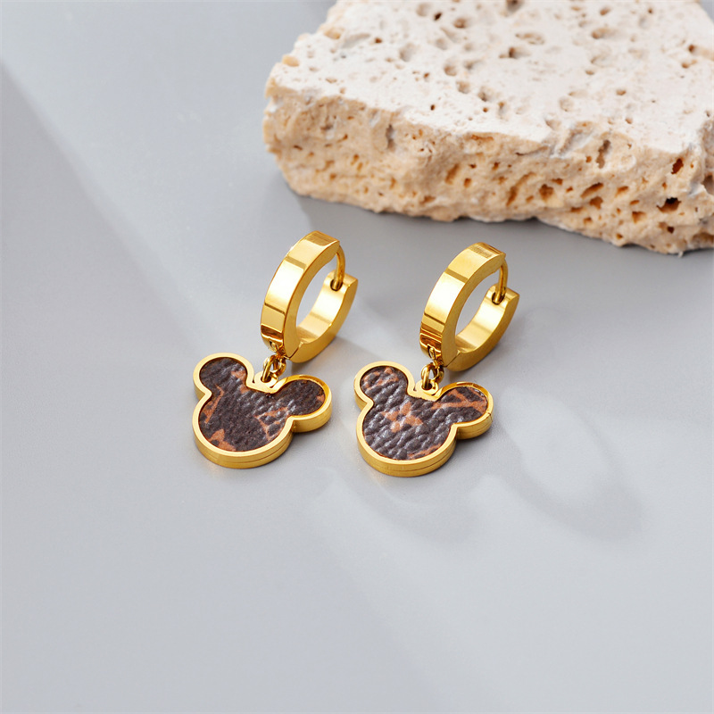 简约个性钛钢耳环 INS不锈钢气质时尚米奇耳扣耳钉项链手链套装女详情3