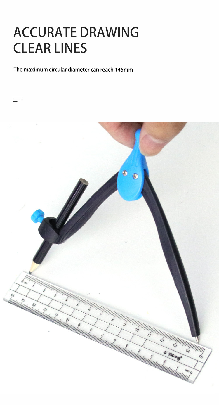 Yalong Cross-border Student Learning Supplies 8-in-1 Durable Plastic Compass Math Set with Ruler and drawing tools pic 4