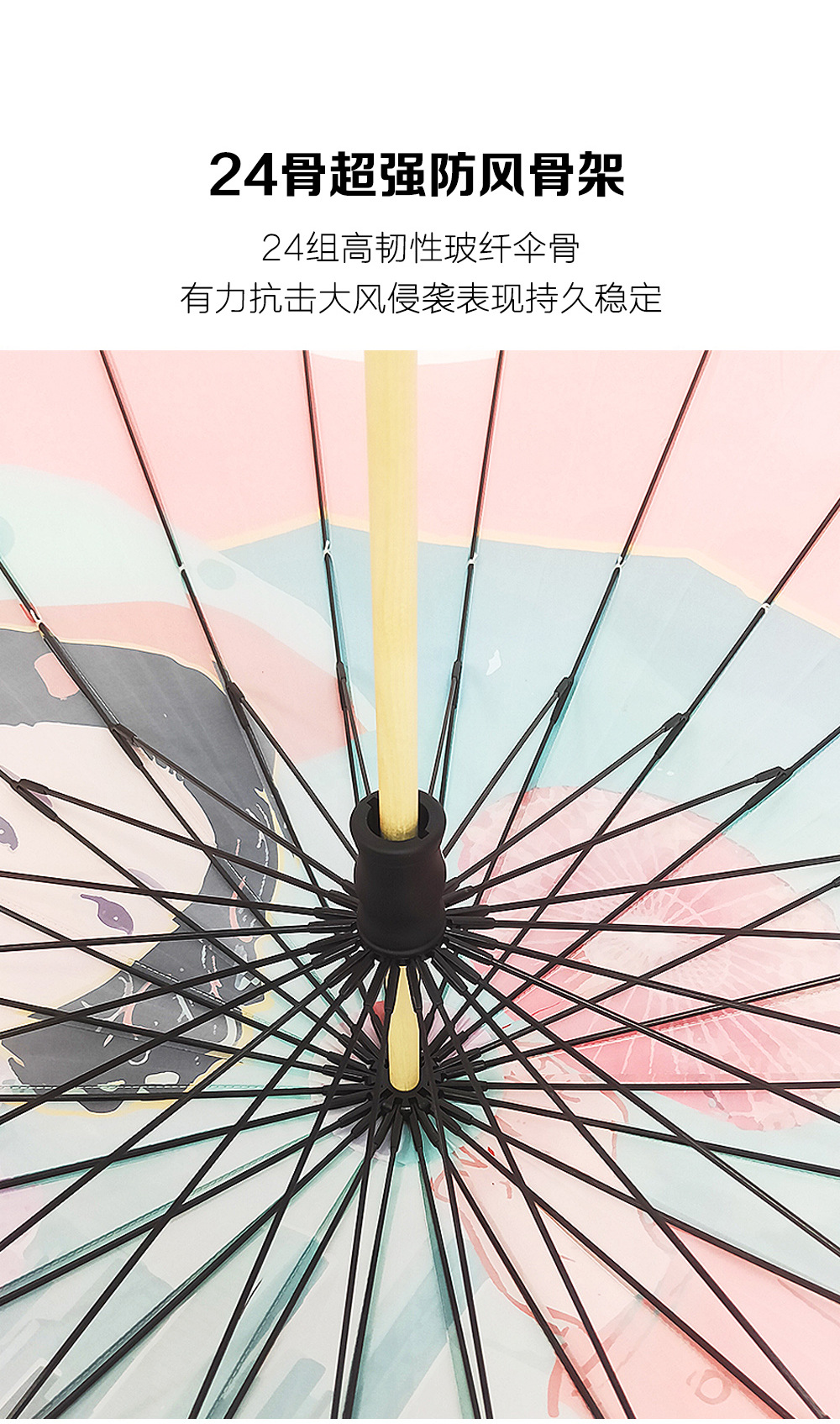 星宝伞三代传承企业文化伞高清数码印仿油纸伞24骨木质手柄可印刷详情6