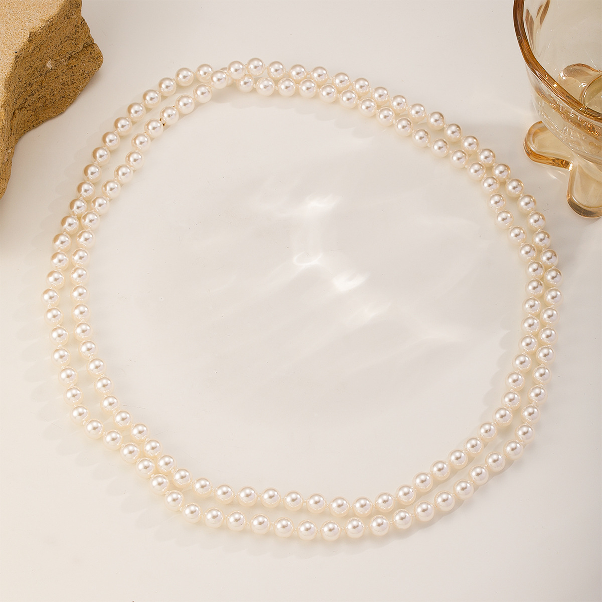 娜莎高品质玻璃珍珠长款毛衣链轻奢高级感可叠戴毛衣链长款秋冬详情8