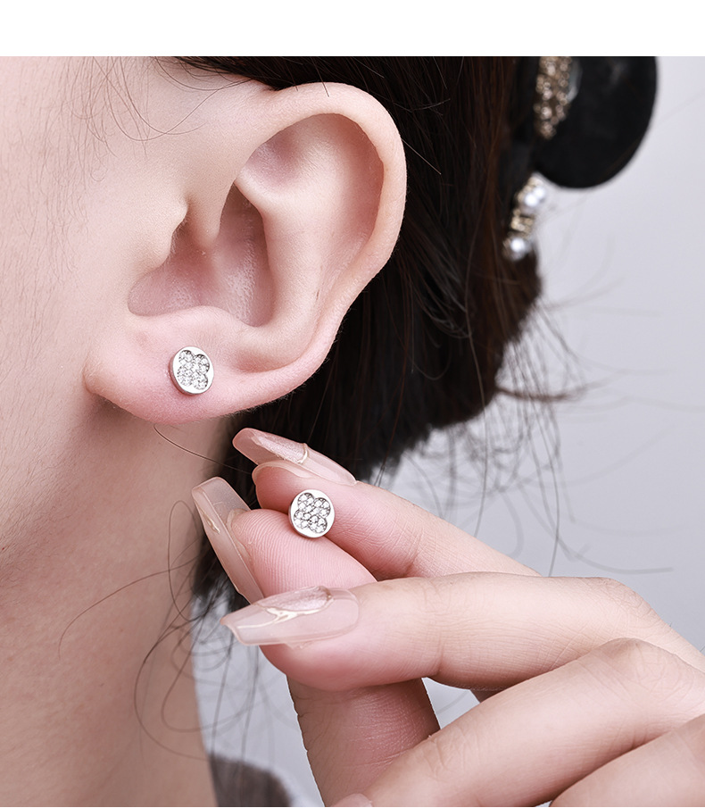 Influencia accesorios pendientes mujeres S925 plata de ley lleno de zirconia cuatro foles pendientes niche earthcrafts mini delicados pendientes versátiles al por mayor pic 4