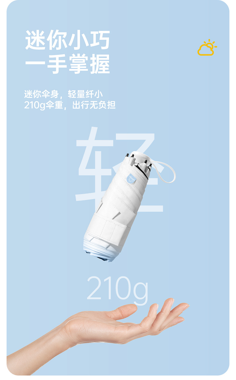 新款五折六骨手开黑胶面料遮阳伞伸缩手柄渐变色晴雨两用一件代发详情18