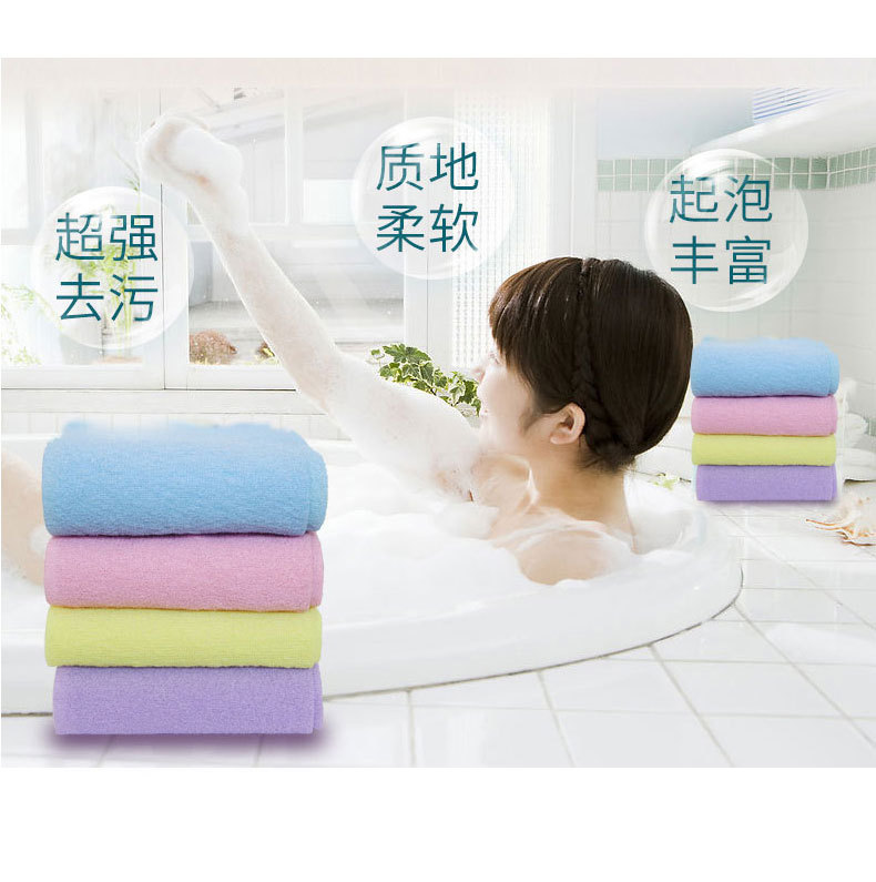 工厂直销新款双面拉背条长条尼龙弹力洗澡巾跨境热销搓澡巾搓背条详情7