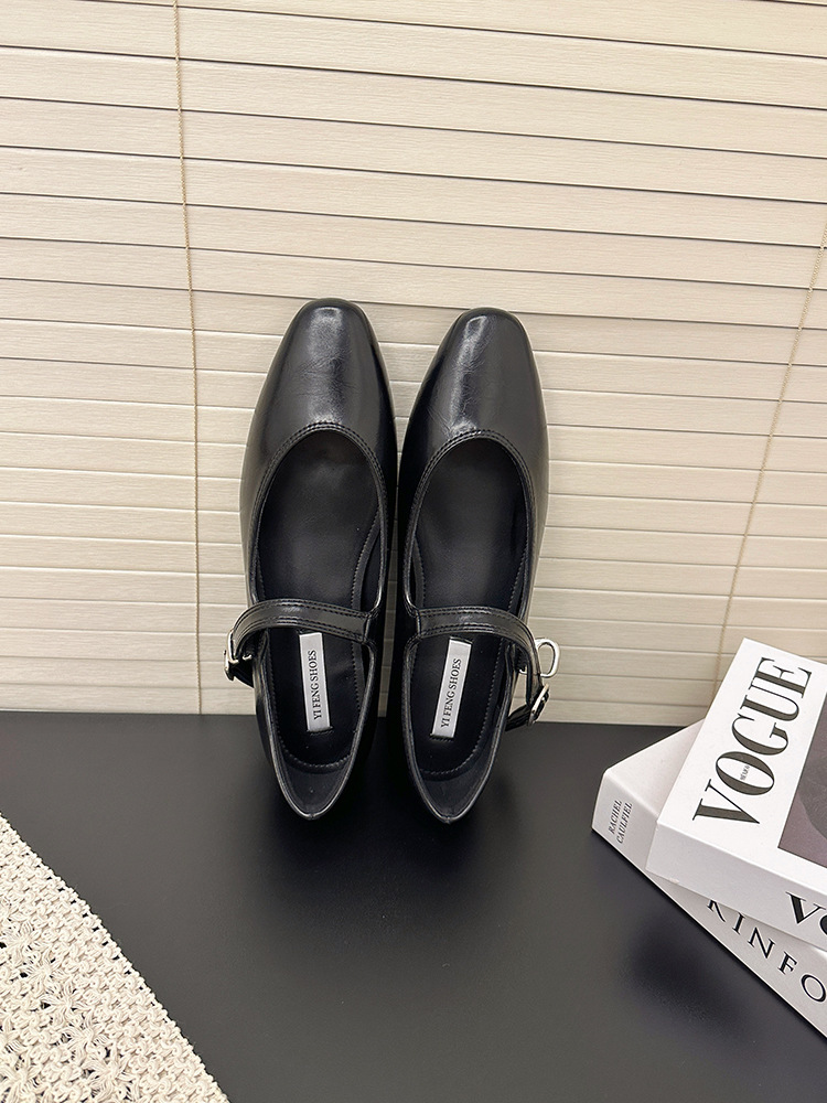 法式内增高女孩2025春秋新款一字扣带V口玛丽珍平底单鞋女芭蕾鞋详情5