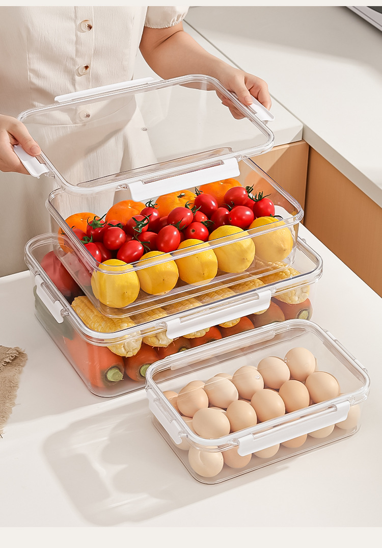 冰箱收纳盒PET食品级大容量密封保鲜盒冷冻食物水果整理盒收纳盒详情25