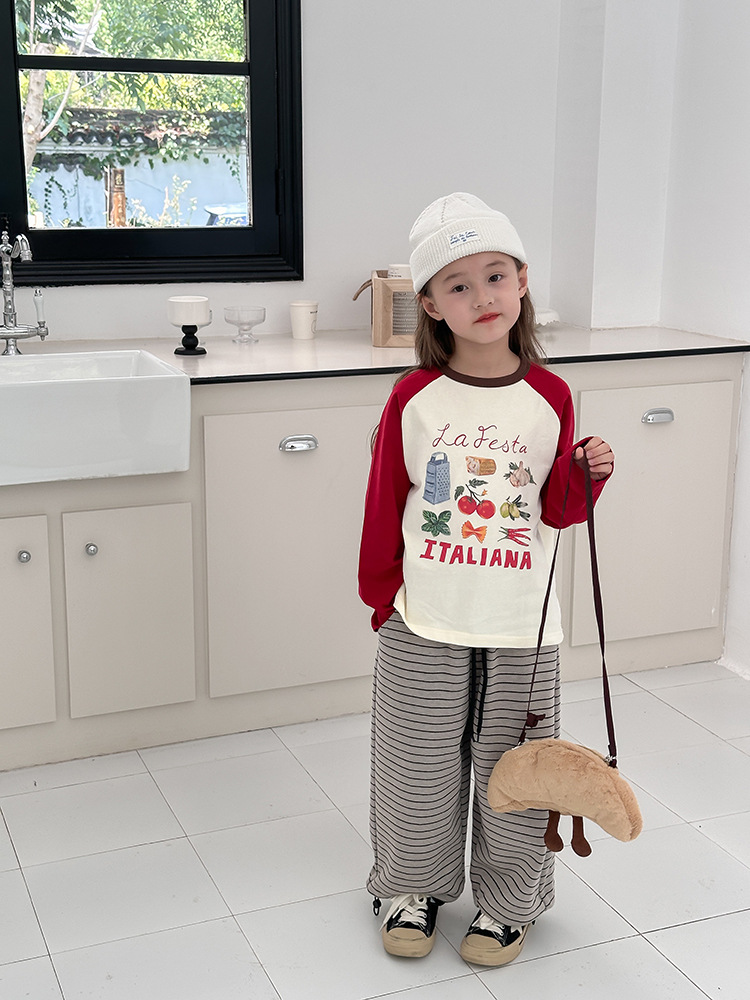 2024秋季新款儿童秋装长袖T恤上衣女童宝宝230克卡通插肩打底衫潮详情31