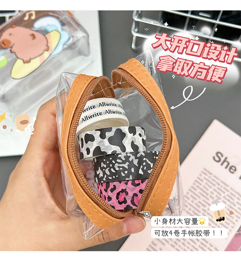 卡皮巴拉零钱包可爱水豚硬币收纳包学生透明零钱袋PVC迷你小钱包详情7