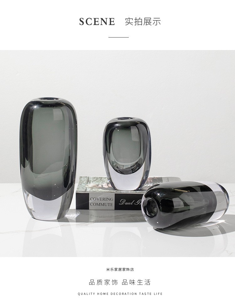 现代轻奢琉璃花瓶客厅插花玻璃花器会议桌玄关摆件高级感玻璃装饰详情11