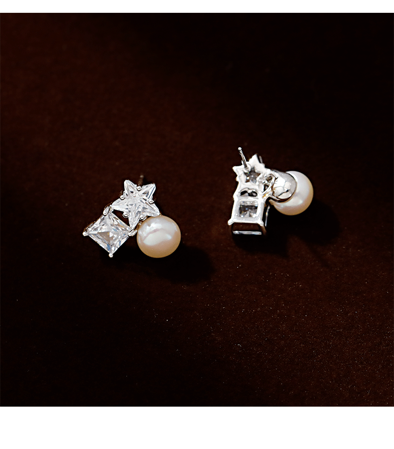 Hyacinth perlas de agua dulce aretes moda ligera extravagancia superflash pentagrama pendientes de circón diseño único 2025 shake yin blast pic 6