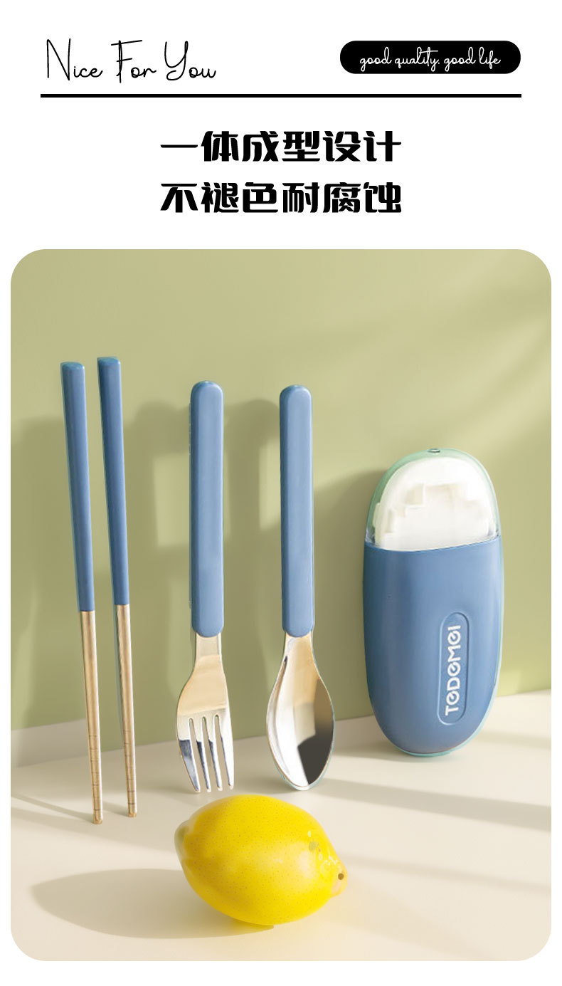 Student folding tableware set for office workers to take away, 304 stainless steel chopstick and spoon storage box pic 8