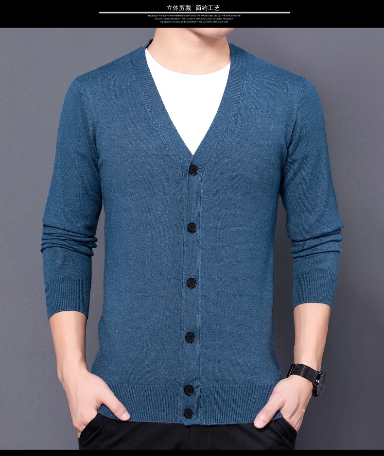 跨境外贸2024秋季新款针织开衫男薄款长袖纯色针织衫男士毛衣批发详情22