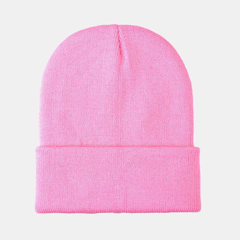 现货黑色针织帽男女纯色冷帽欧美保暖帽子荧光色毛线帽光板针织帽详情33