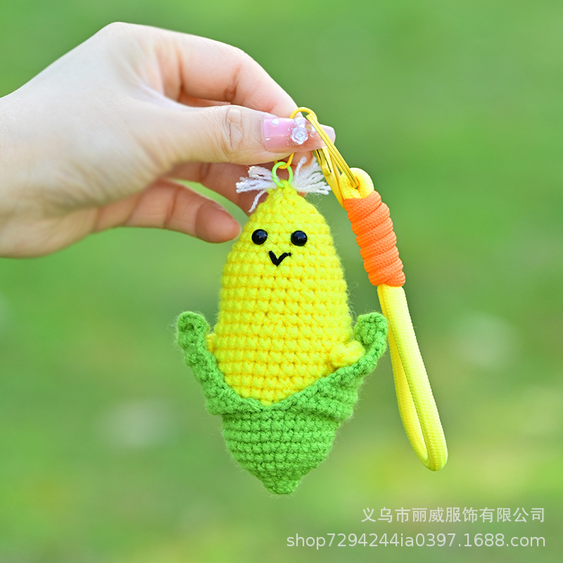 萌趣可爱毛绒蔬菜玉米挂件diy创意手工编织背包钥匙扣挂件仿真详情5