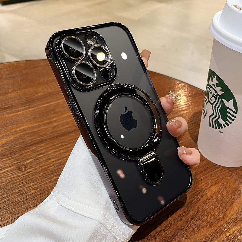 Magnetic support point bracket is suitable for iphone16promax phone cases and transparent anti-drop electroplated protective cases for Apple 15 pic 17