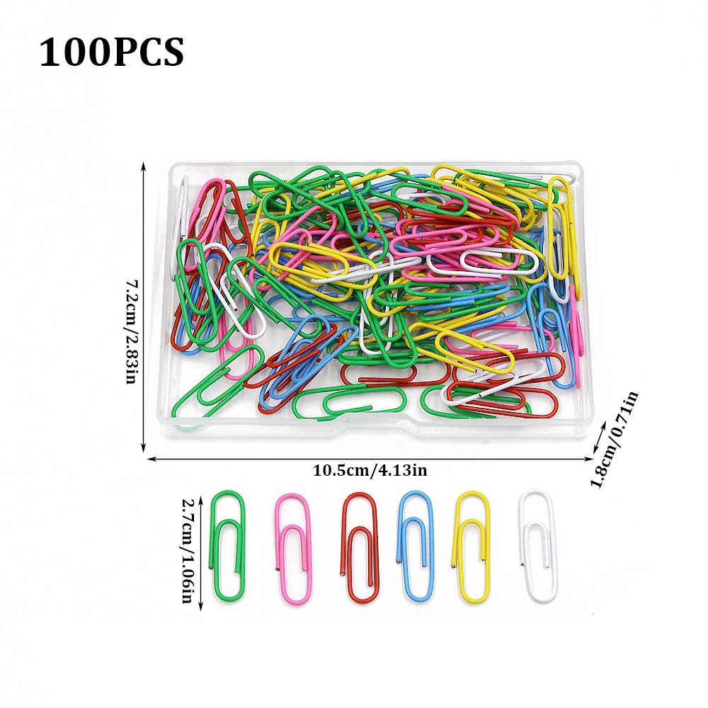 28MM color plastic-coated paper clips, 50/100/200 transparent plastic box paper clips, office desktop storage pic 9