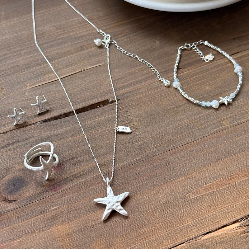 Starfish Series Collection s925 Sterling Silver Bracelet for Women, handcrafted design, versatile broken silver bracelet combination for layering pic 3