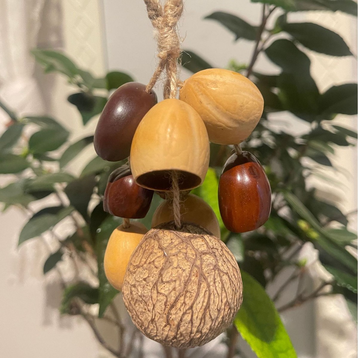 Indonesian fruit shell hand-cranked wind chime string pendant, yoga music accompaniment, fruit shell oleander pendant, birthday gift pic 3