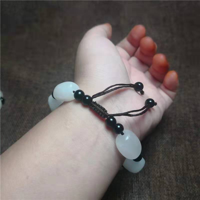 Afghan jade bracelets for men and women, Buddhist prayer beads, white jade bracelets, jade shaped beads, live-streaming at street stalls, wholesale of opening gifts pic 4