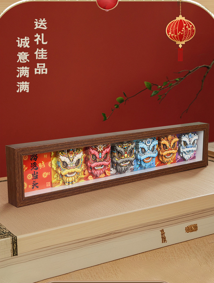 纸想造物新款国潮京剧醒狮手工diy立体装饰画摆台玄关电视柜摆件详情3