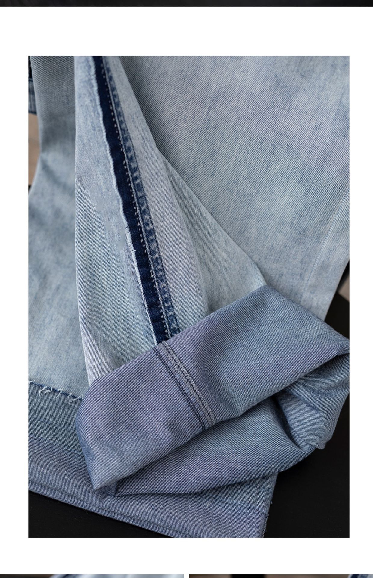 撞色直筒牛仔裤女2025春季新款毛边复古宽松休闲阔腿腿长详情53