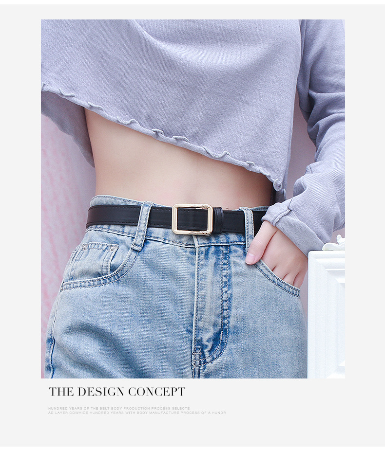 Perforated belt, practical and decorative jeans for women, black, thin, fashionable and retro student, ins style belt, trendy for ladies pic 2