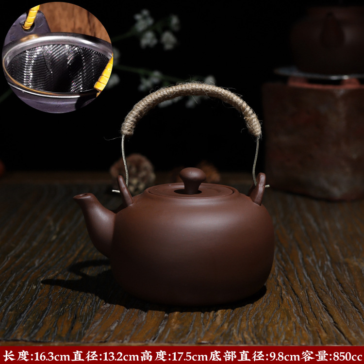 Special offer: Large-capacity purple clay kettle, Gongfu tea set, charcoal stove kettle, household and outdoor handle kettle, suitable for boiling teapots pic 23