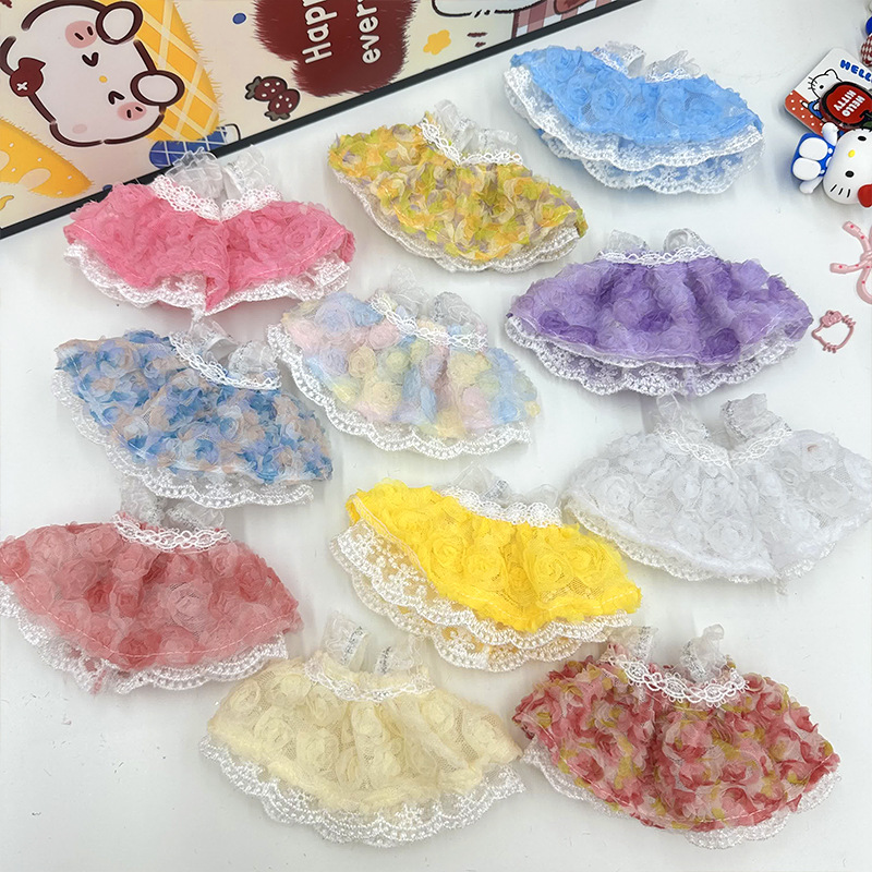 新款kt娃娃超仙玫瑰花蕾丝裙DIY玩偶甜美花朵婚纱裙娃衣服饰详情1