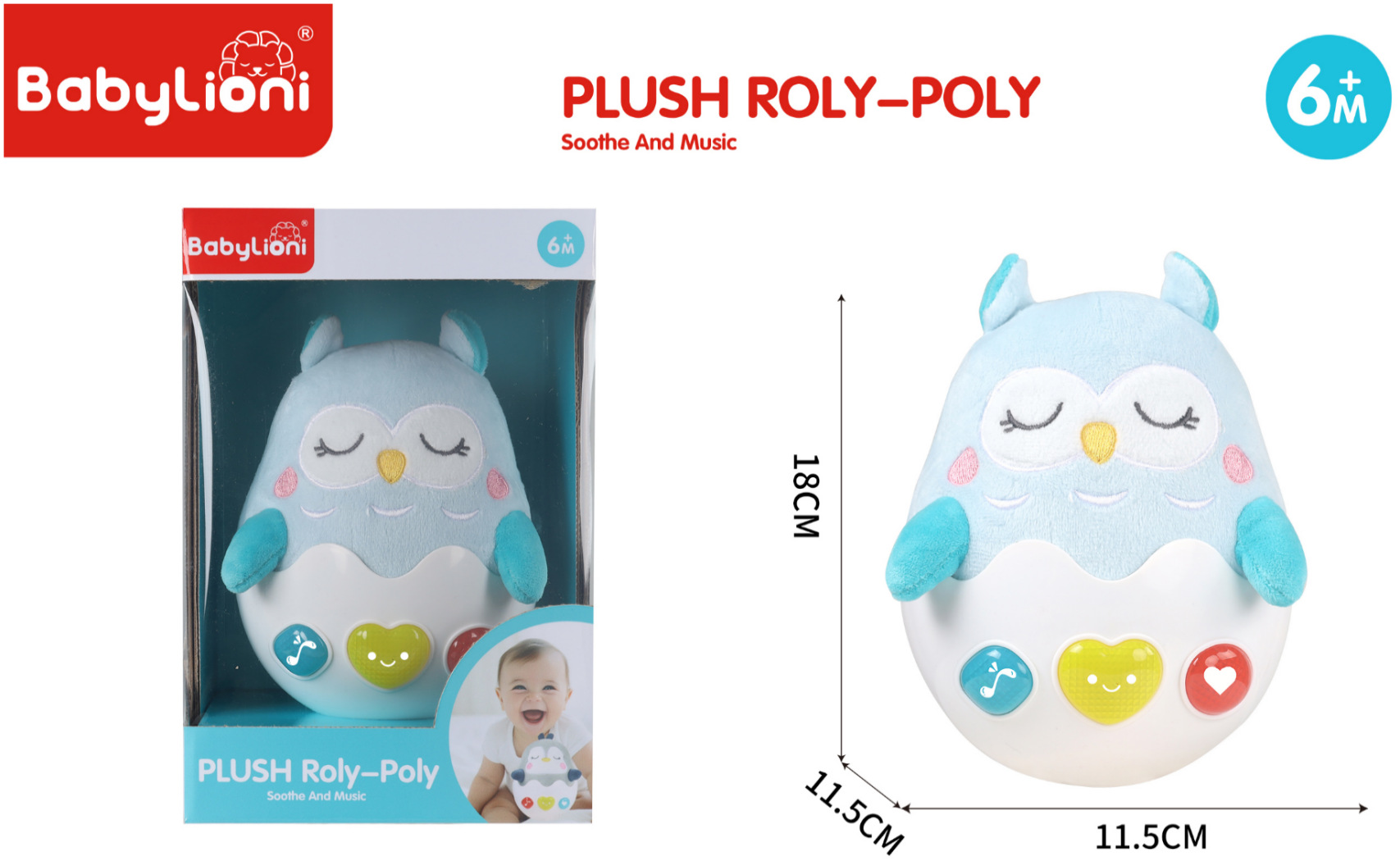 Cross-border infant and toddler audio-visual shaking music soothing doll educational early education plush fabric doll gift mascot pic 3