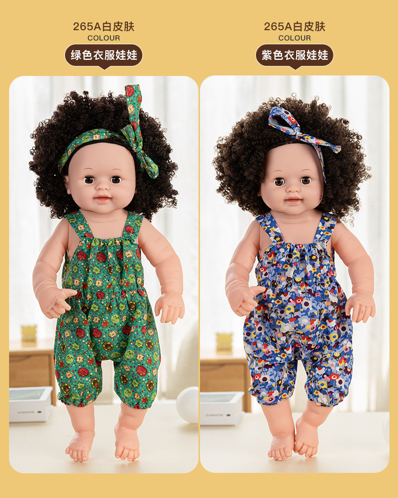 50cm cross-border simulation baby rebirth doll, African black kid, cute curly hair, vinyl companion toy doll wholesale pic 27