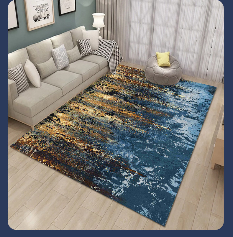 Cross-border consignment of washed carpets, indoor radiant abstract square floor MATS, printed coffee tables, living room and bedroom floor MATS pic 12