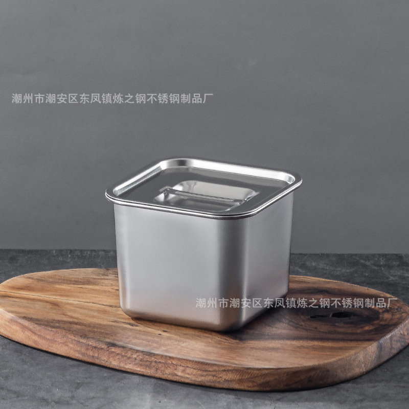 不锈钢方形味盅带盖厨房猪油盆商用佐料收纳调味罐火锅店调料盒详情12