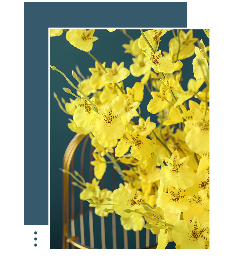 Dancing Orchid, single artificial flower, Phalaenopsis, European-style home decoration, Oncidium, cross-border flower bouquet, 5-fork simulated dancing orchid pic 3