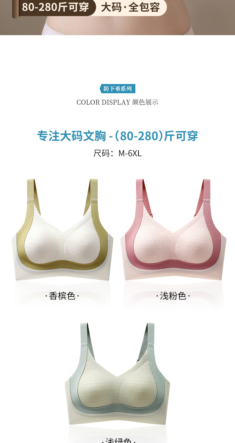 无痕大码运动束胸内衣女大胸显小胸全罩杯超薄款防下垂夏天文胸罩详情2