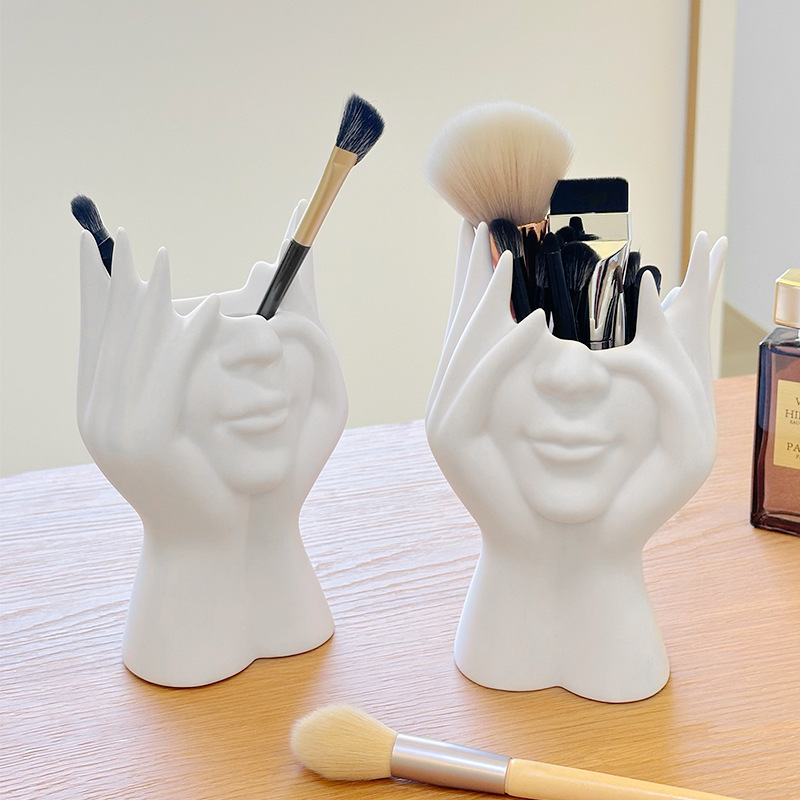Cross-border high-appearure-level makeup brush storage holder, facial art dressing table desktop, multi-functional cosmetics storage pen holder pic 2