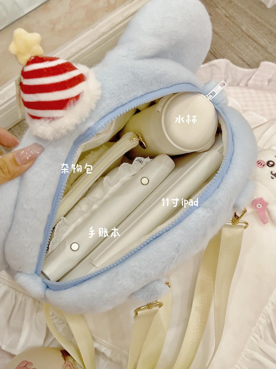 小象毛绒痛包可爱双肩书包大容量单肩斜挎包卡通书包二次元吧唧包详情6