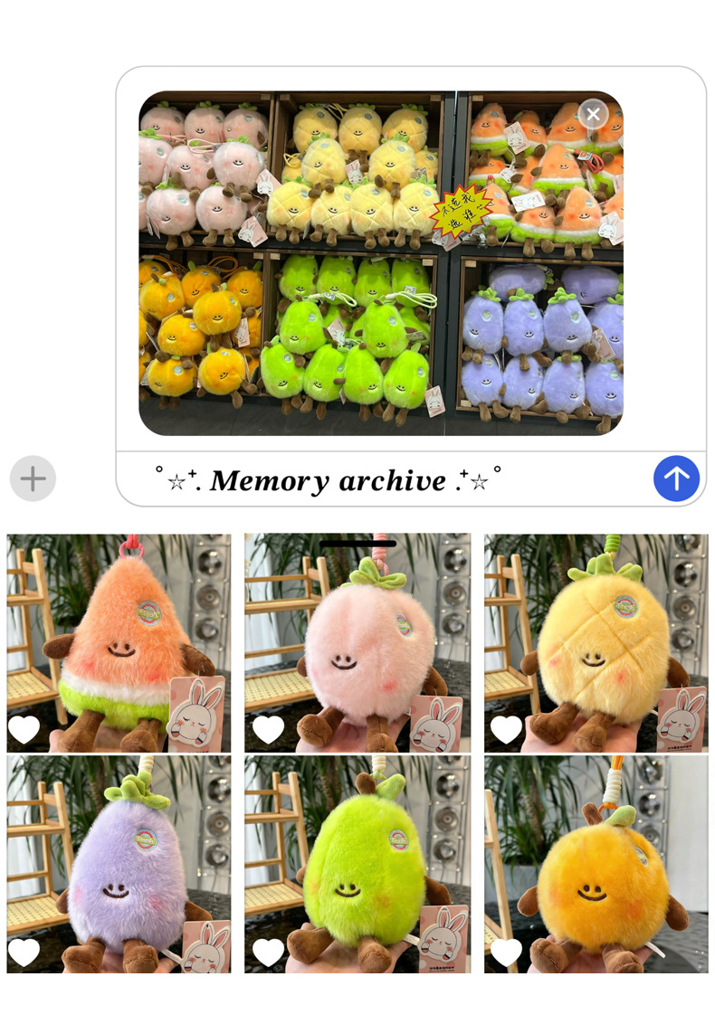 Wholesale of cute fruit and vegetable tables, fruit plush toys, watermelons, pineapples, strawberries, keychains, pendants and hand-held dolls pic 2