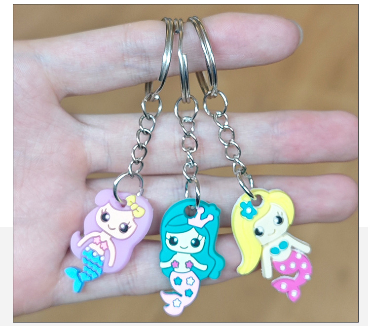 亚马逊PVC软胶钥匙扣广告小礼品美人鱼钥匙扣包包挂件公仔批发详情9