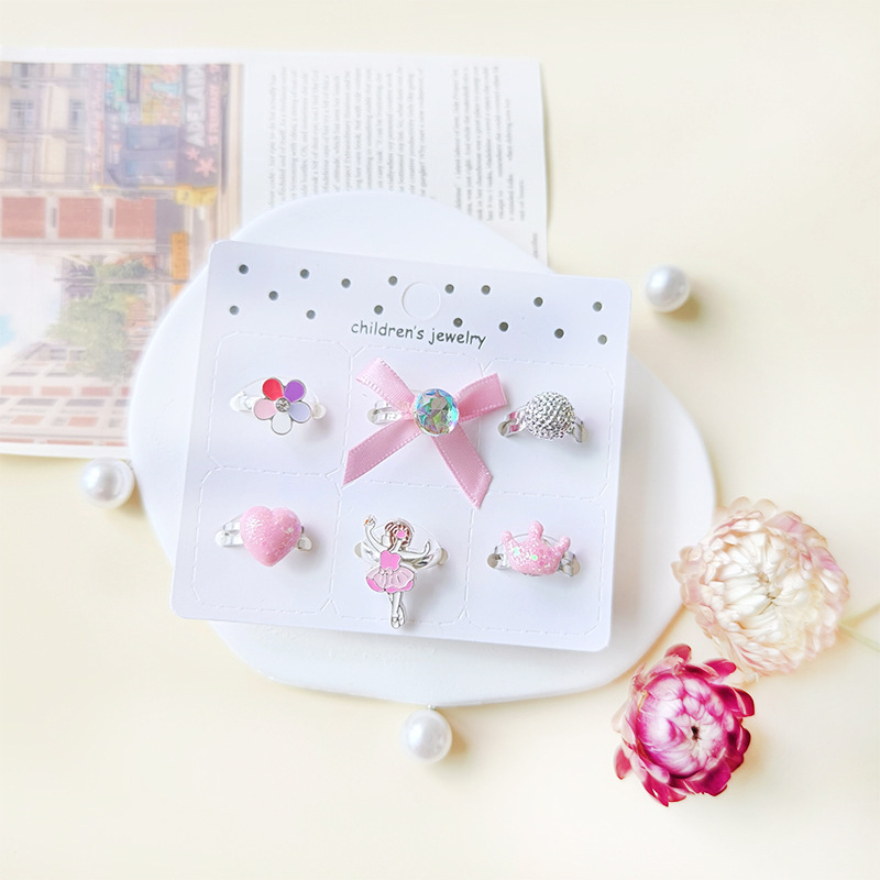 【可以】新品可爱公主宝石戒指女童可调节戒指玩具儿童戒指套装详情9