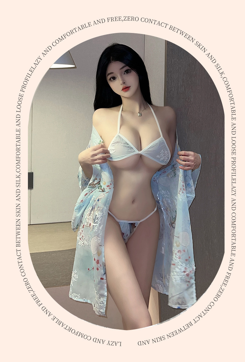 寝慕情趣内衣和服浴袍套装制服诱惑印花日系蝴蝶结性感睡衣316详情7