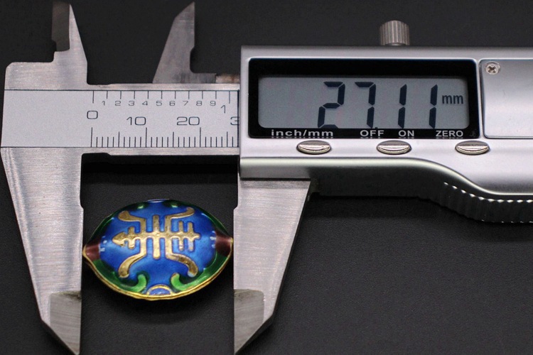 Traditional high-temperature enamel mechanism silver-blue ancient-style jewelry accessory, back cloud partition bead cloisonne 27*21 walnut longevity character pic 15