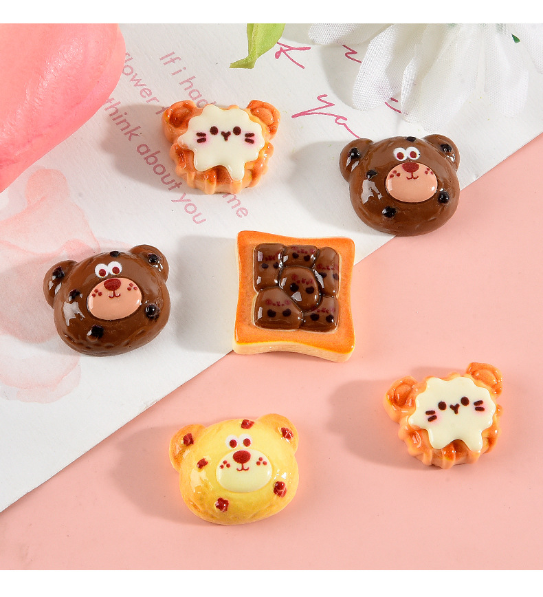Bread, food, play bear cake, resin accessories, diy ornaments, cream glue, phone cases, hair clips, handcrafted material accessories pic 13
