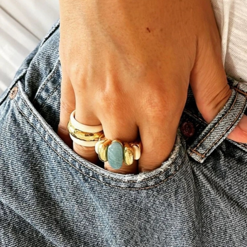 sasa同款法国小众设计天然天河石戒指时尚个性夸张轻奢复古指环女详情2