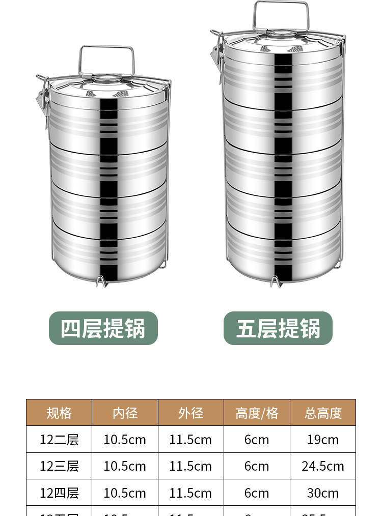 Wholesale factory direct sales of Guosheng multi-layer stainless steel double-layer insulated baskets/food compartments/POTS for outdoor student lunch boxes pic 20