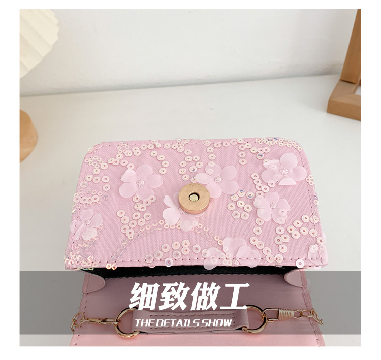 新款手提包可爱小女孩儿童零钱包洋气亮片时尚公主珍珠单肩斜挎包详情20