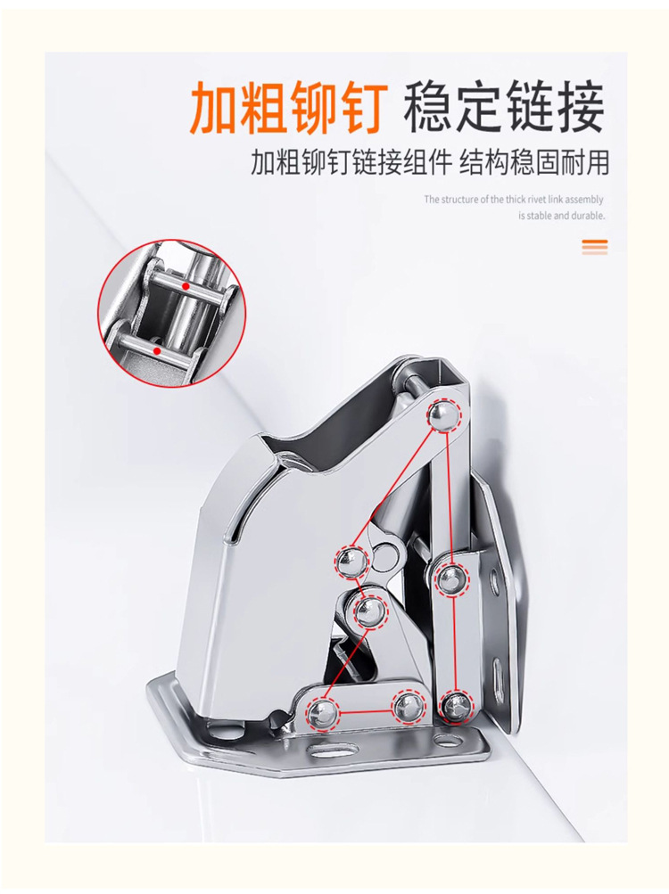 【免开槽】不锈钢加厚青蛙铰链静音家通用合页衣橱柜门弹簧缓冲详情11