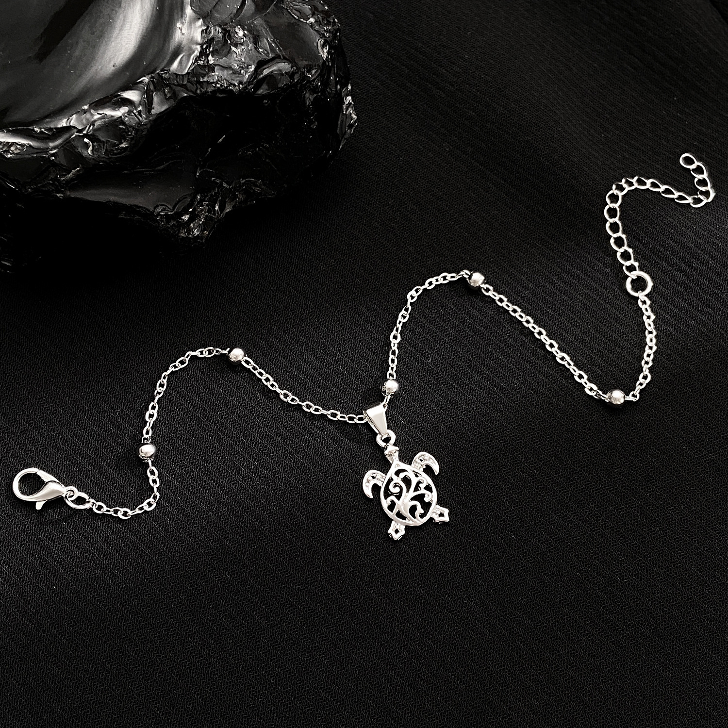 跨境新款简约乌龟吊坠脚链女  民族风复古镂空小乌龟脚环沙滩足饰详情14